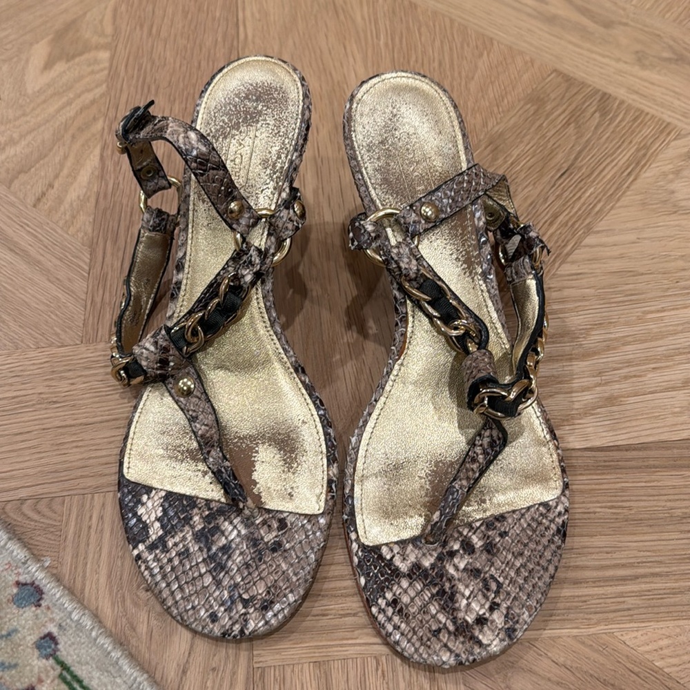 Coach animal print wedges